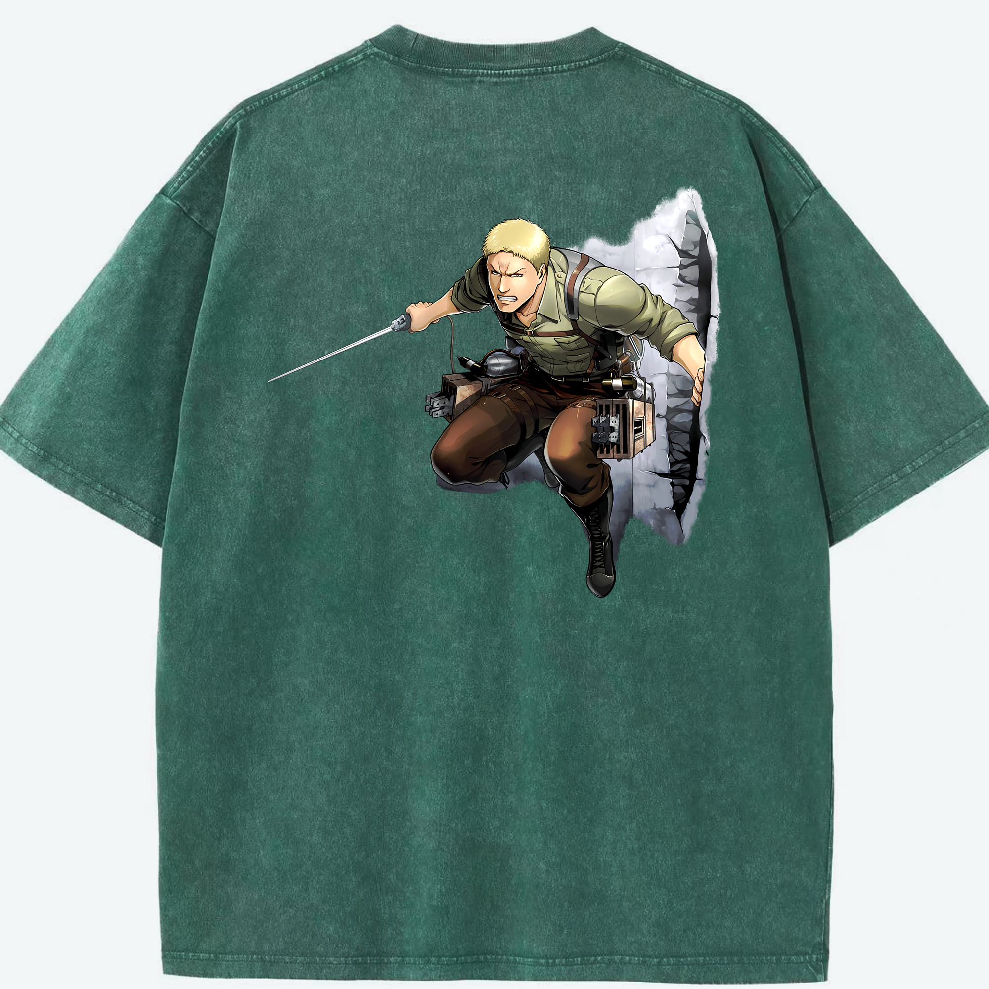 （画像用） 進撃の巨人 ライナー・ブラウン Attack on Titan Reiner Braun 綿100% ヴィンテージ風 半袖Tシャツ（背面プリント）